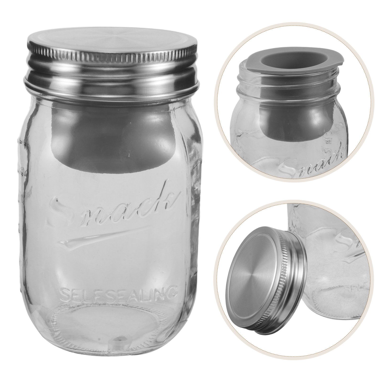 Salad Container Jar - 밀폐형 유리 샐러드 용기, 16온스, 둥근