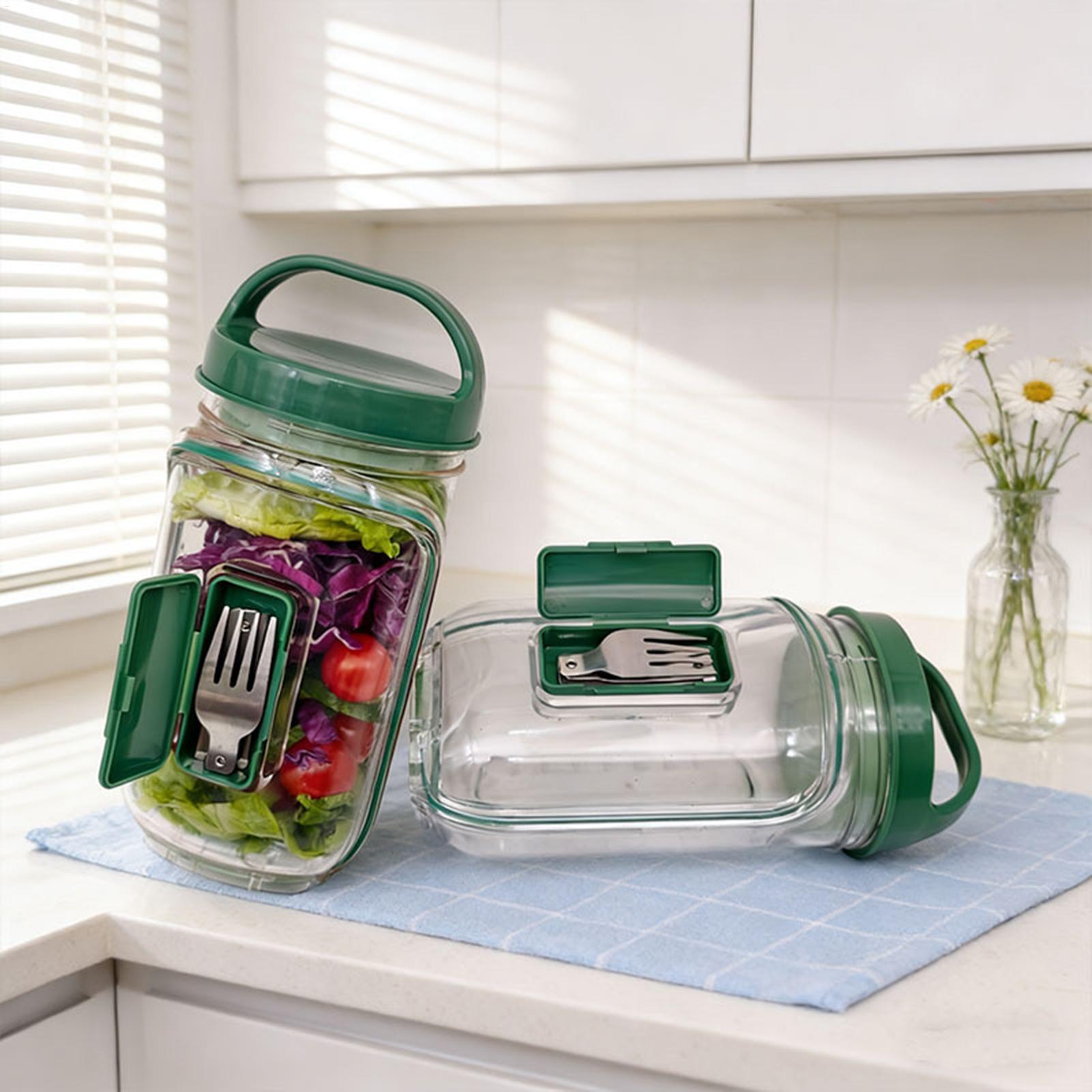 Meal Prep Jar Salad - 1000ml 누수 방지 샐러드 용기, 측면