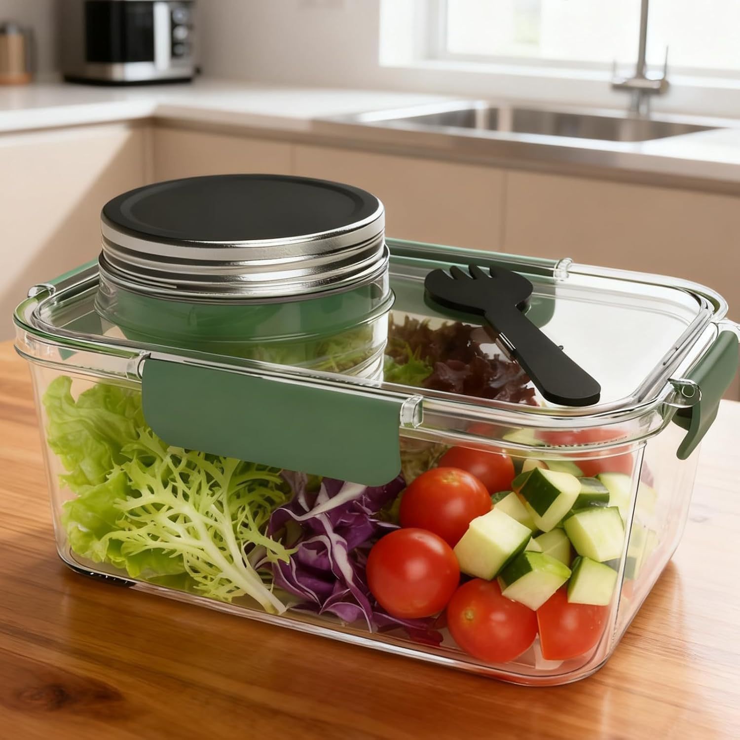 Meal Prep Jar Salad - 태양광 보관 용기, 식품 보관 용기,