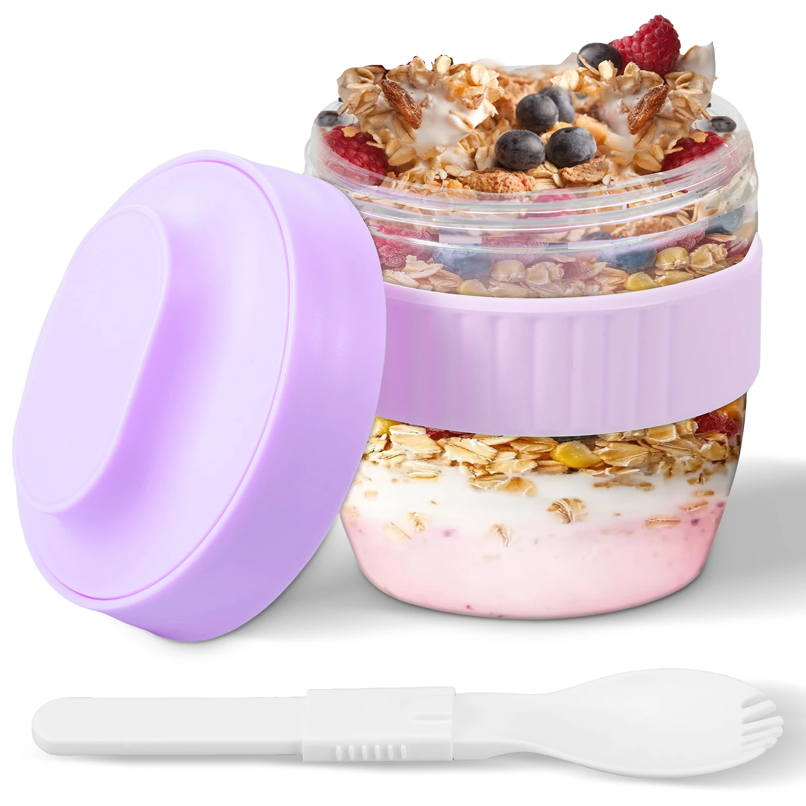 Meal Prep Overnight Oats - 이중 레이어 오버나이트 오트 컨테이너(뚜껑 및