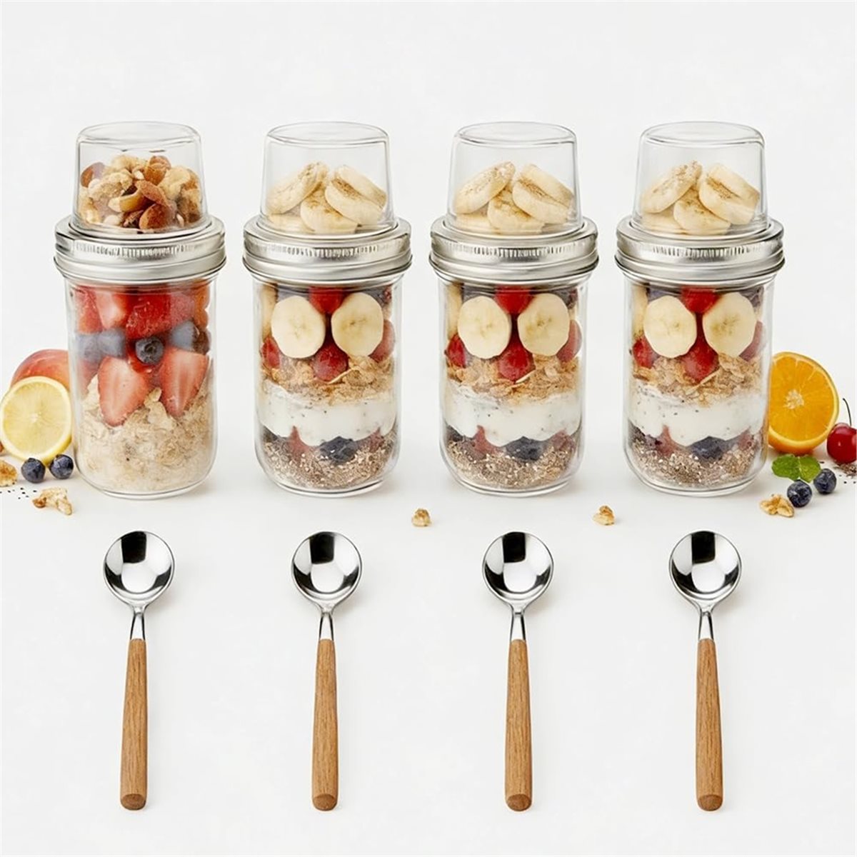 Meal Prep Overnight Oats - 2026 트렌드 오버나이트 오트 컨테이너(뚜껑 포함),