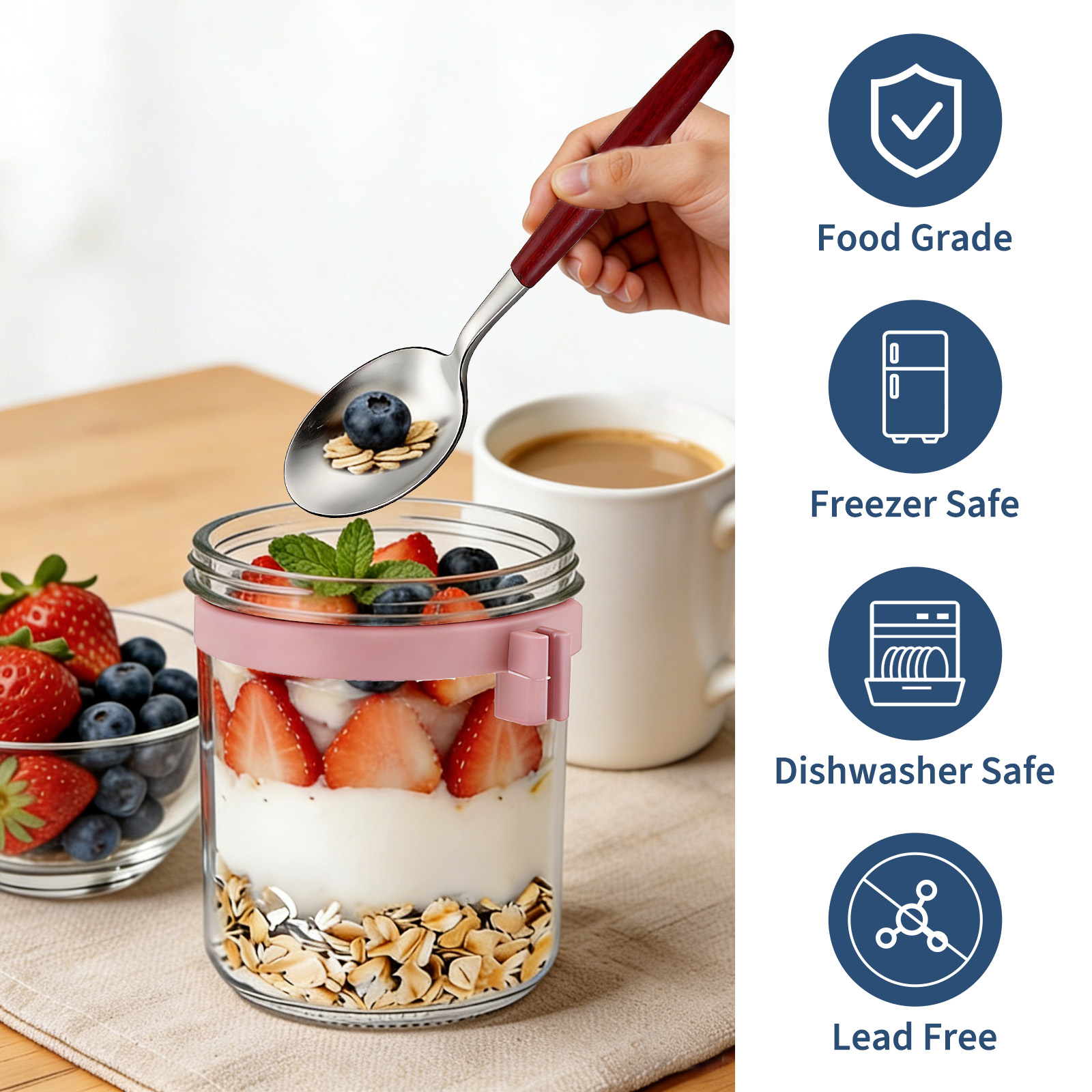 16온스 오버나이트 오트밀 용기(뚜껑과 스푼 포함),  - Meal Prep Overnight Oats 리뷰 및 가격