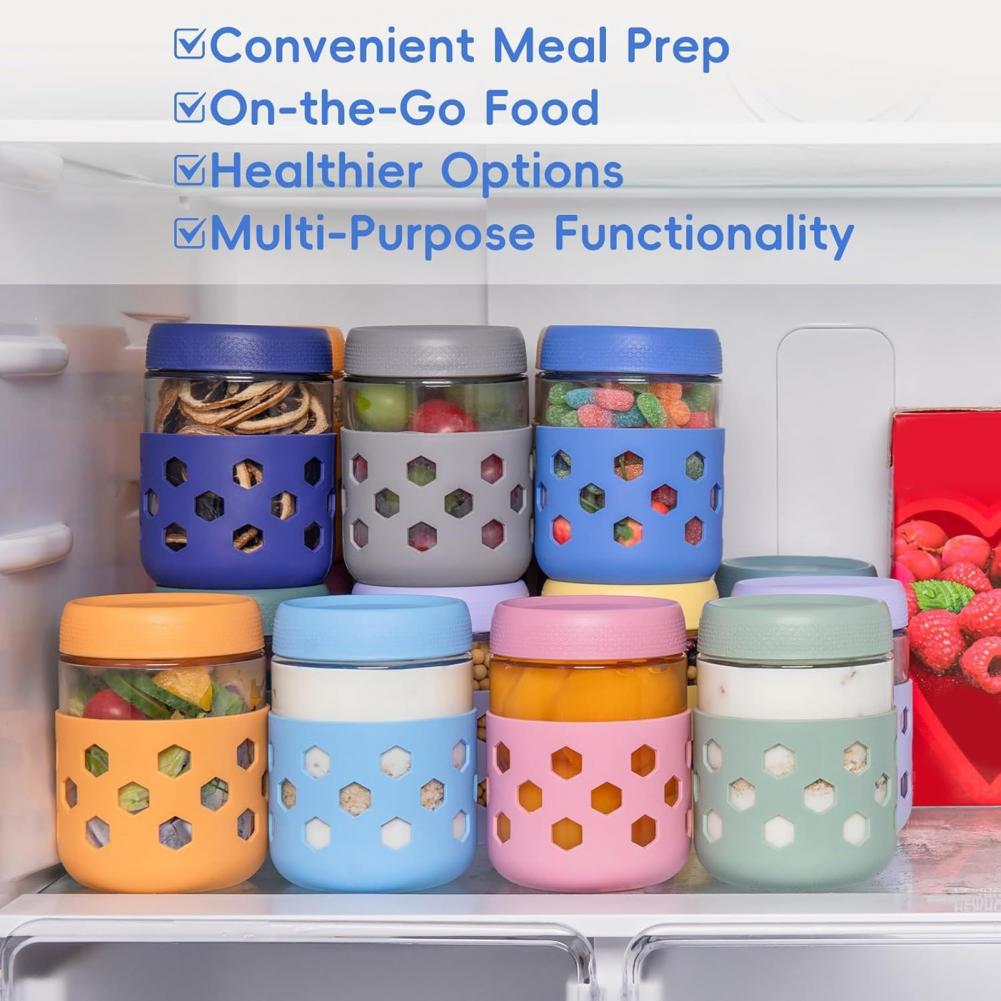 실리콘 슬리브가 있는 유리 메이슨 병 16온스 누수 방 - Meal Prep Overnight Oats 리뷰 및 가격