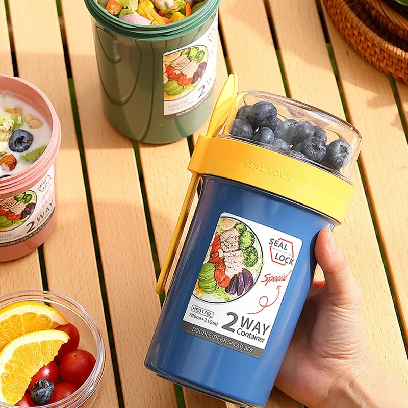 벤토 도시락 샐러드 오트밀 아침식사 더블컵 시리얼 견과 - Salad Container Jar 리뷰 및 가격