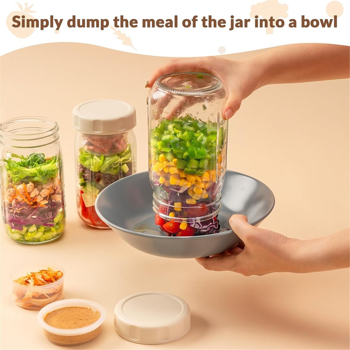 A67T 새 상품 4개입 유리 샐러드 병(뚜껑 포함)  - Meal Prep Jar Salad 리뷰 및 가격