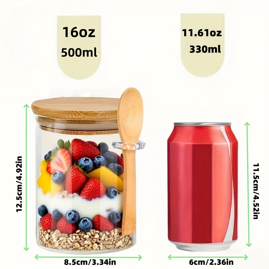 1/2/4/8개 세트의 오트밀용 유리 컵 세트, 뚜껑과 - Salad Container Jar 리뷰 및 가격