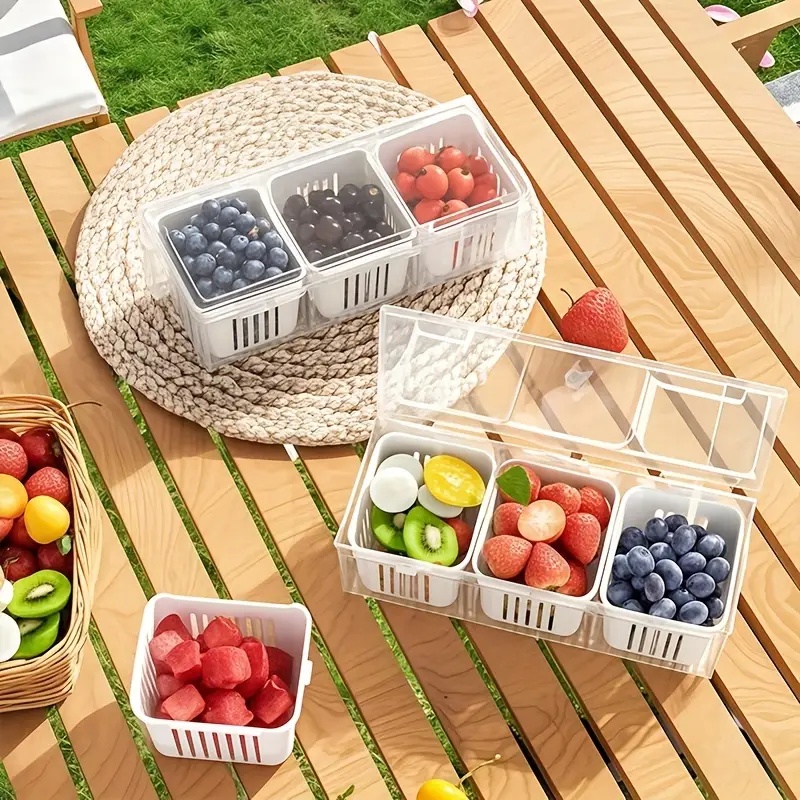 1pc 구획형 식품 보관 용기, 주방 및 피크닉용 사각 - Salad Container Jar 리뷰 및 가격