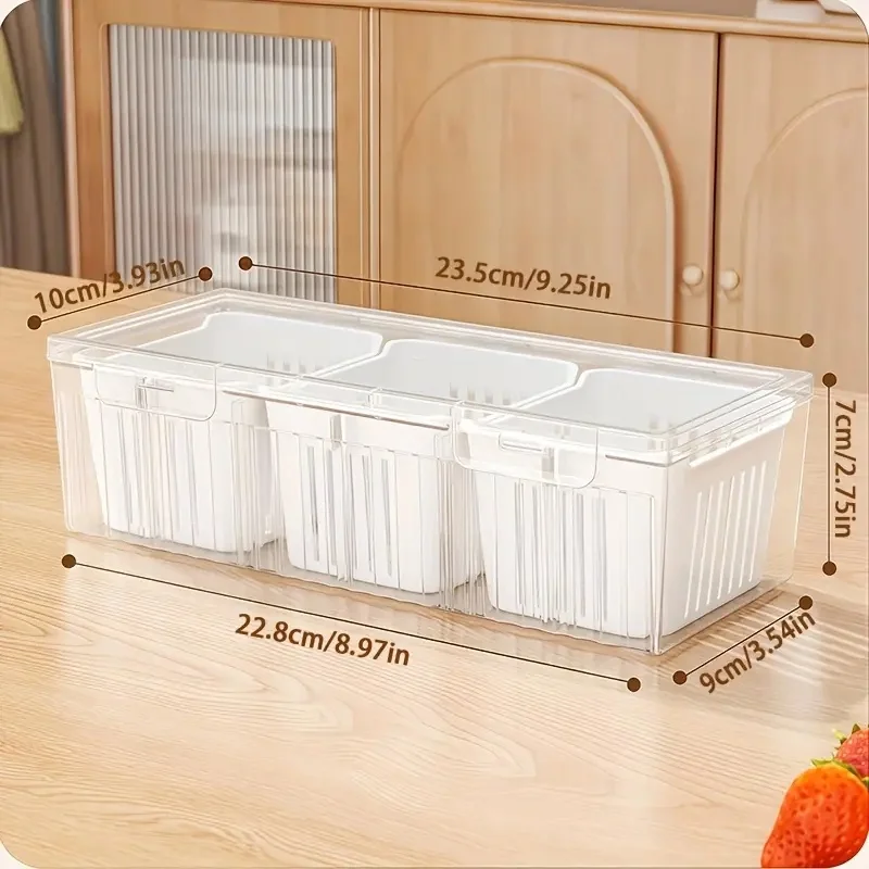 1pc 구획형 식품 보관 용기, 주방 및 피크닉용 사각 - Salad Container Jar 리뷰 및 가격