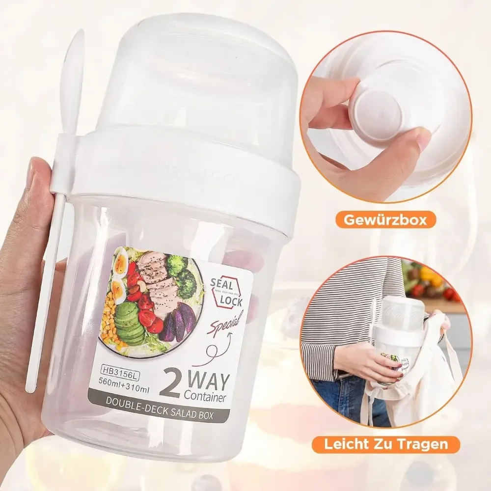 샐러드 컵 아침 식사 컵 휴대용 식품 저장 도시락 상자 - Salad Container Jar 리뷰 및 가격