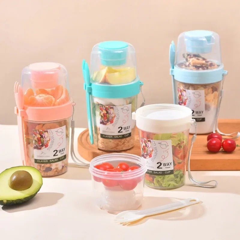 휴대용 샐러드 컵 이중 오트밀 컵 요거트 견과류 저지방 - Salad Container Jar 리뷰 및 가격